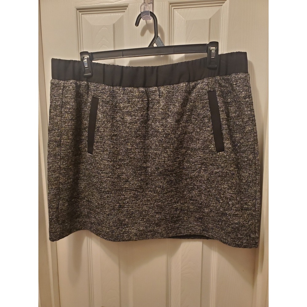Ann Taylor LOFT knee length skirt XL wool blend lined pull on elastic waist blck